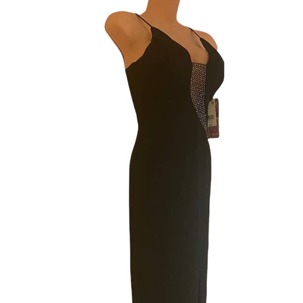 Rhinestone Jersey Knit Maxi EMERALD SUNDAE Black Prom Wedding Cocktail Dress - Picture 11 of 16
